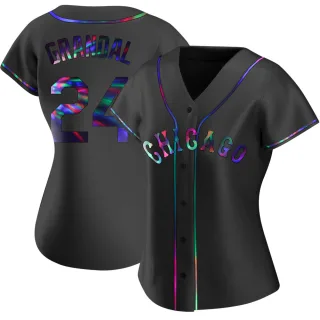 Women's Replica Black Holographic Yasmani Grandal Chicago White Sox Alternate Jersey