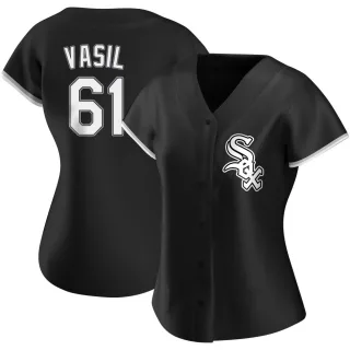 Women's Replica Black Mike Vasil Chicago White Sox Alternate Jersey