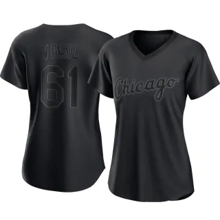 Women's Replica Black Mike Vasil Chicago White Sox Pitch Fashion Jersey