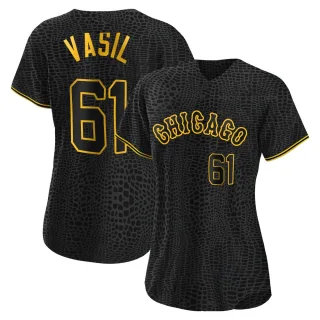 Women's Replica Black Mike Vasil Chicago White Sox Snake Skin City Jersey