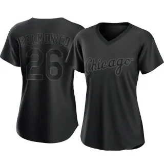 Women's Replica Black Nicky Delmonico Chicago White Sox Pitch Fashion Jersey
