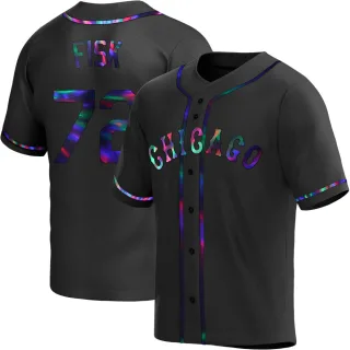 Youth Replica Black Holographic Carlton Fisk Chicago White Sox Alternate Jersey