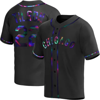 Youth Replica Black Holographic Charlie Tilson Chicago White Sox Alternate Jersey